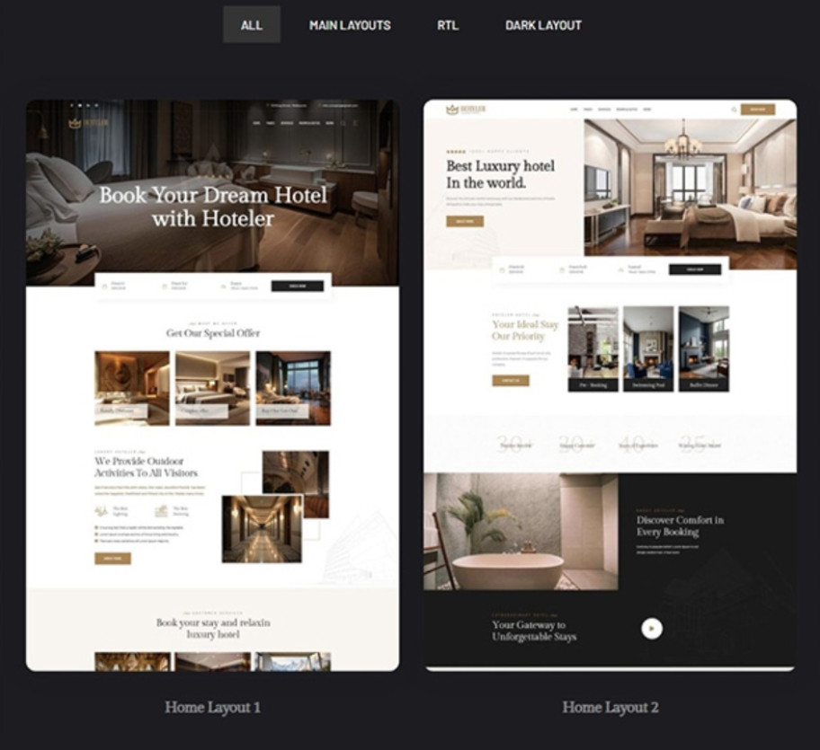 Mẫu website khách sạn Hoteler KS001