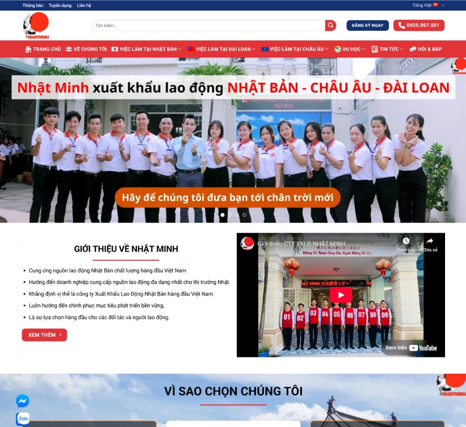 Mẫu website công ty xuất khẩu lao động Nhật Minh XK002