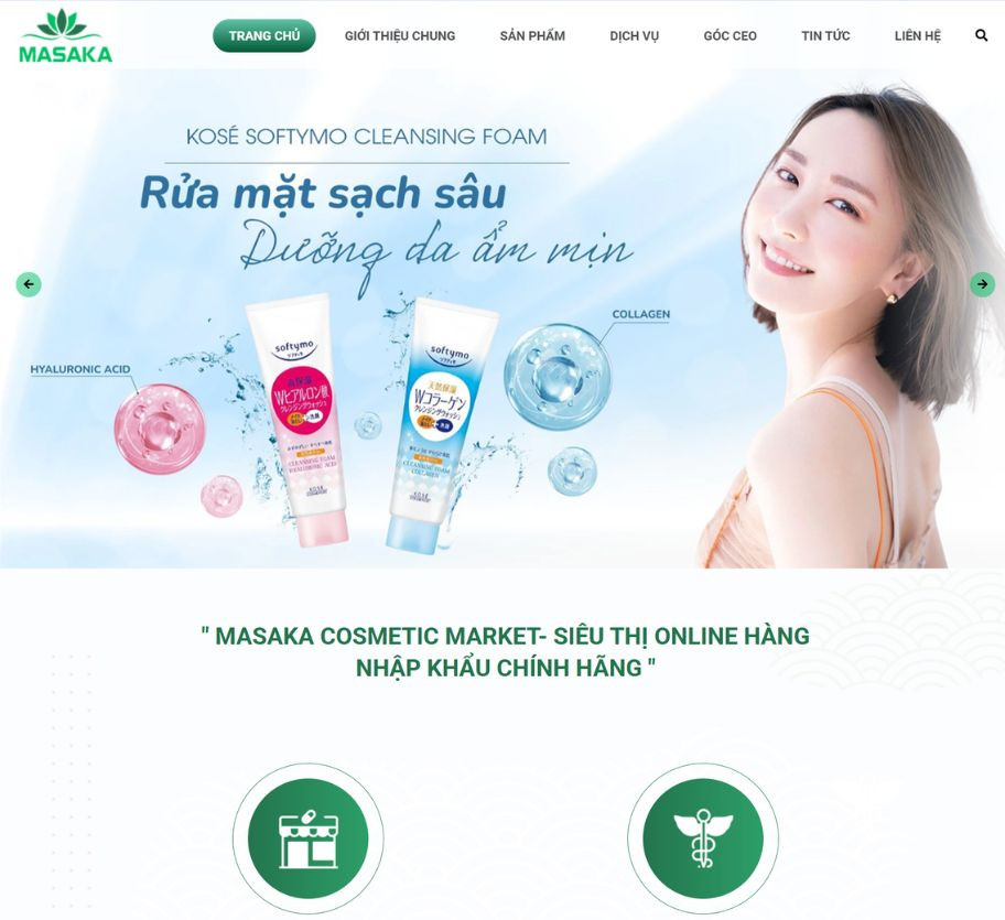 Mẫu website mỹ phẩm Hàn Quốc MP006