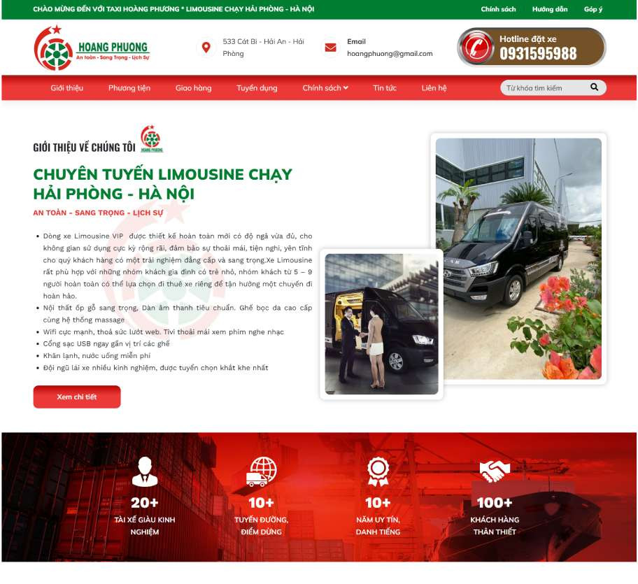 Mẫu giao diện website xe dịch vụ TX004