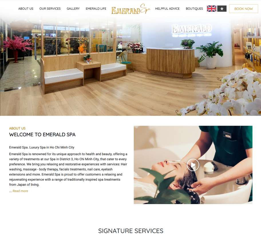 Mẫu website Emeraldspa SPA010