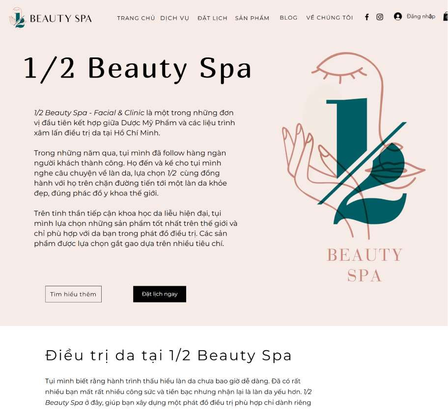 Mẫu website Ahalfbeautyspa SPA011