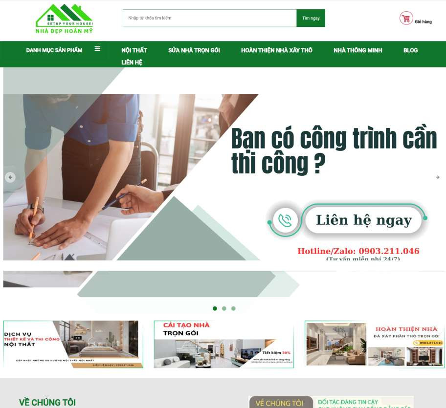 Mẫu website nội thất Nhà Đẹp NT003