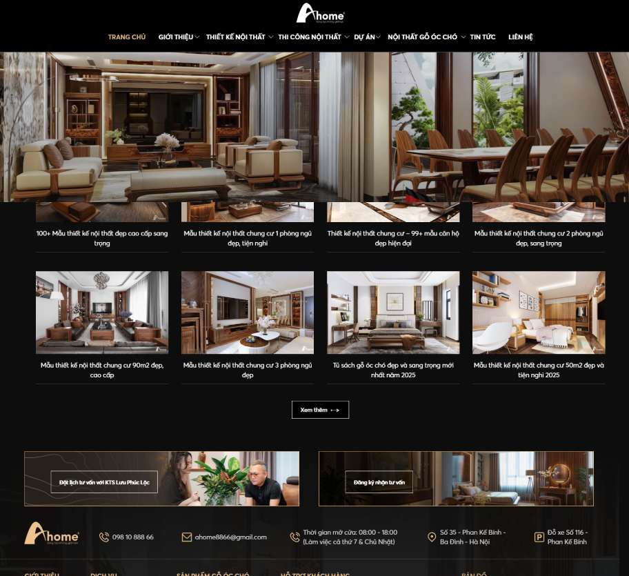 Mẫu website nội thất Ahome NT006