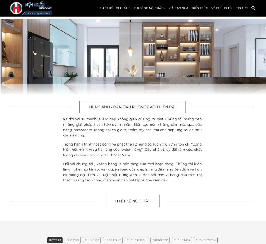 Mẫu website nội thất Hùng Anh NT007