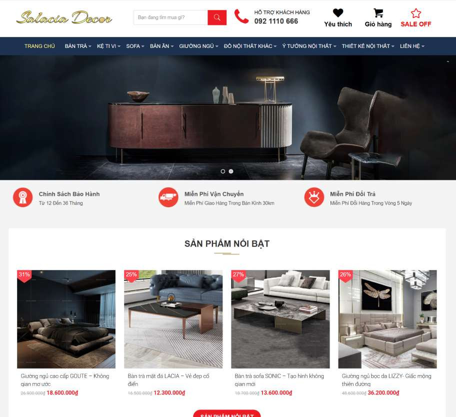 Mẫu website nội thất Salacia NT008