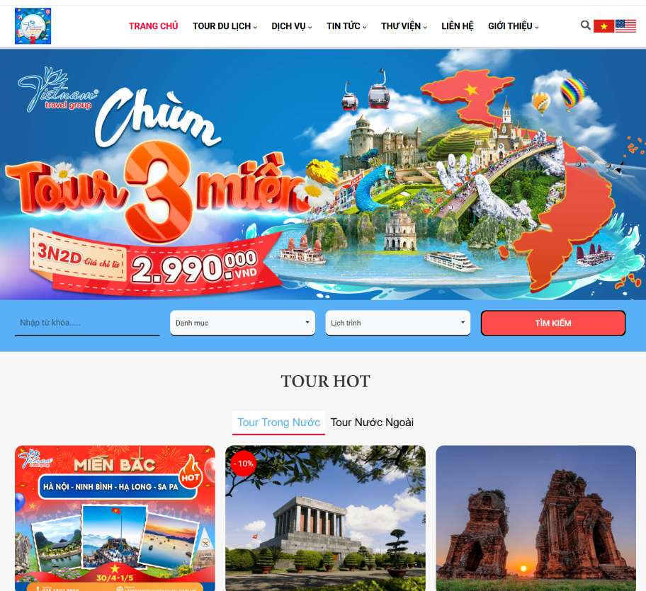 Mẫu website du lịch VietnamTravelgroup DL007