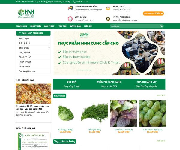 Mẫu web thực phẩm tp001