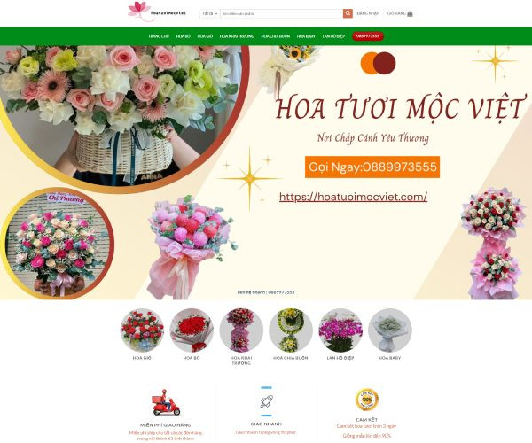 Mẫu web cửa hàng hoa tươi bh009