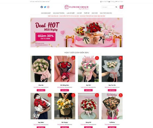 Mẫu web cửa hàng hoa tươi bh010