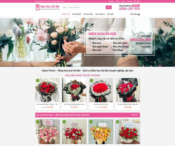 Mẫu web shop hoa tươi bh011