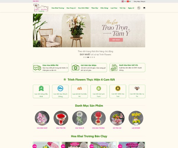 Mẫu web shop hoa tươi bh012