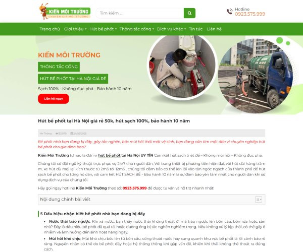 Mẫu web dịch vụ hút hầm cầu DV016