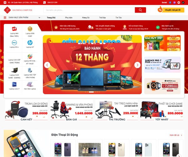 Mẫu web bán máy tính laptop bh013