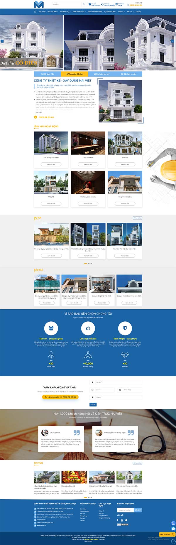 mẫu website thi công xây dựng